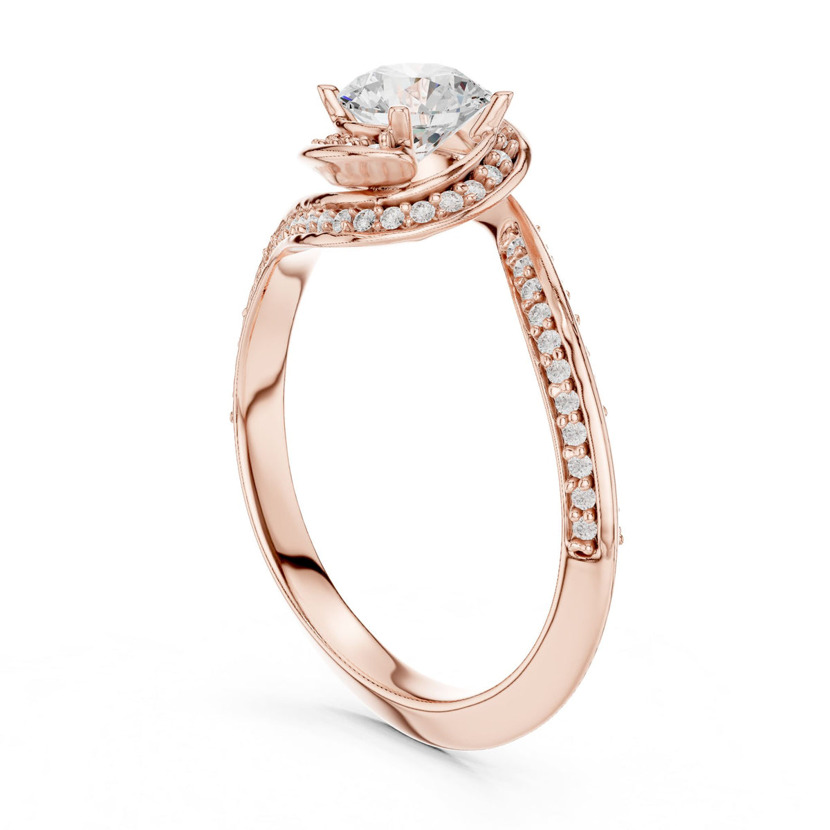 Round Bypass Lab Grown Diamond Engagement Ring