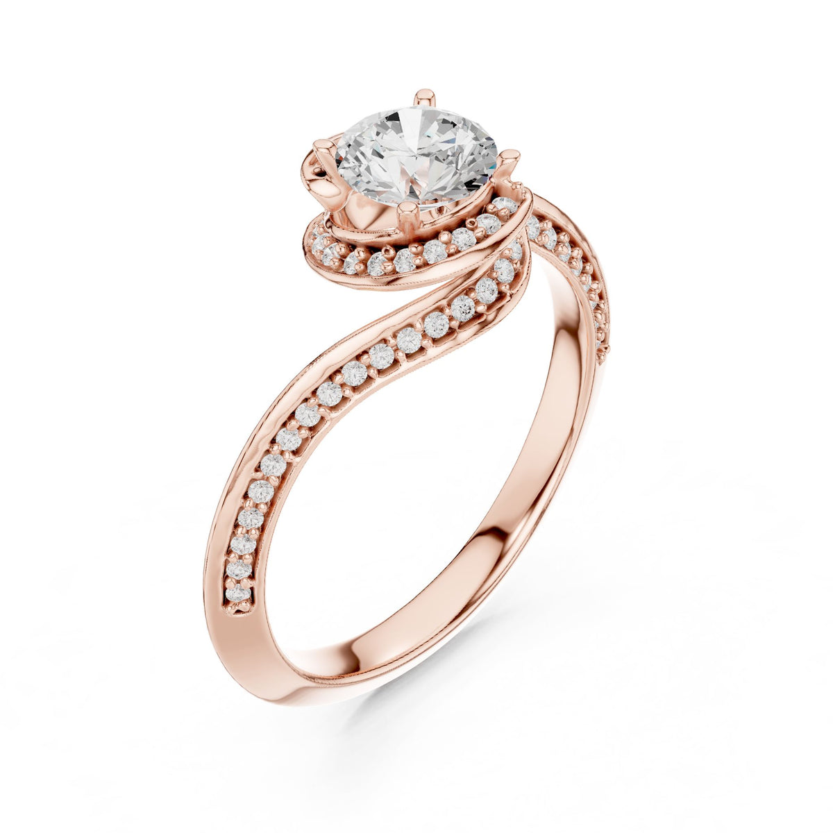 Round Bypass Lab Grown Diamond Engagement Ring