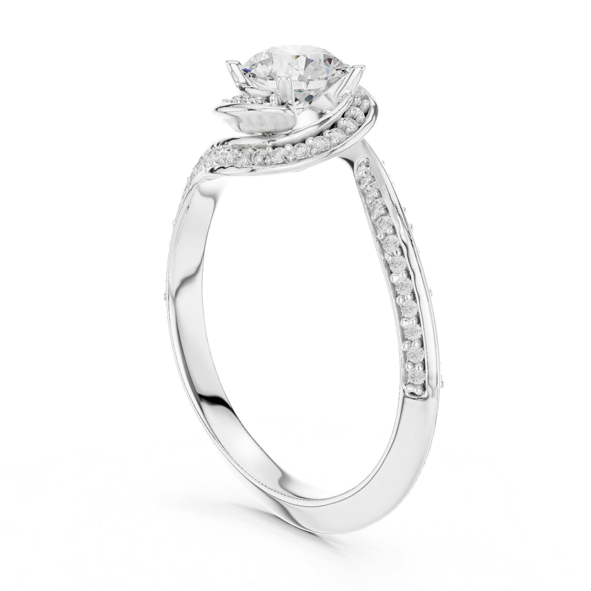Round Bypass Lab Grown Diamond Engagement Ring