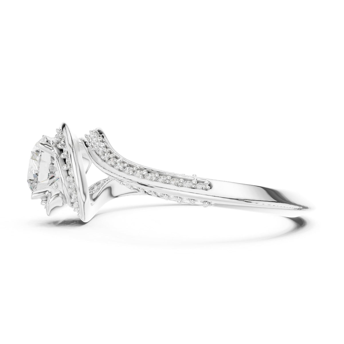 Round Bypass Lab Grown Diamond Engagement Ring