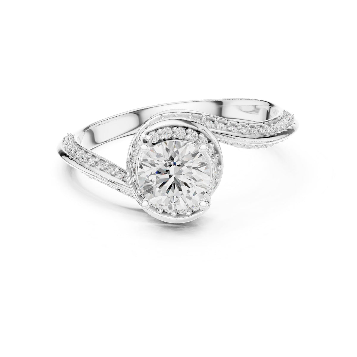 Round Bypass Lab Grown Diamond Engagement Ring