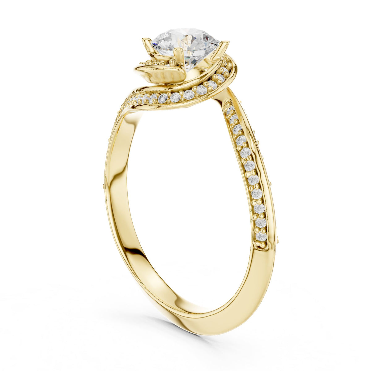 Round Bypass Lab Grown Diamond Engagement Ring