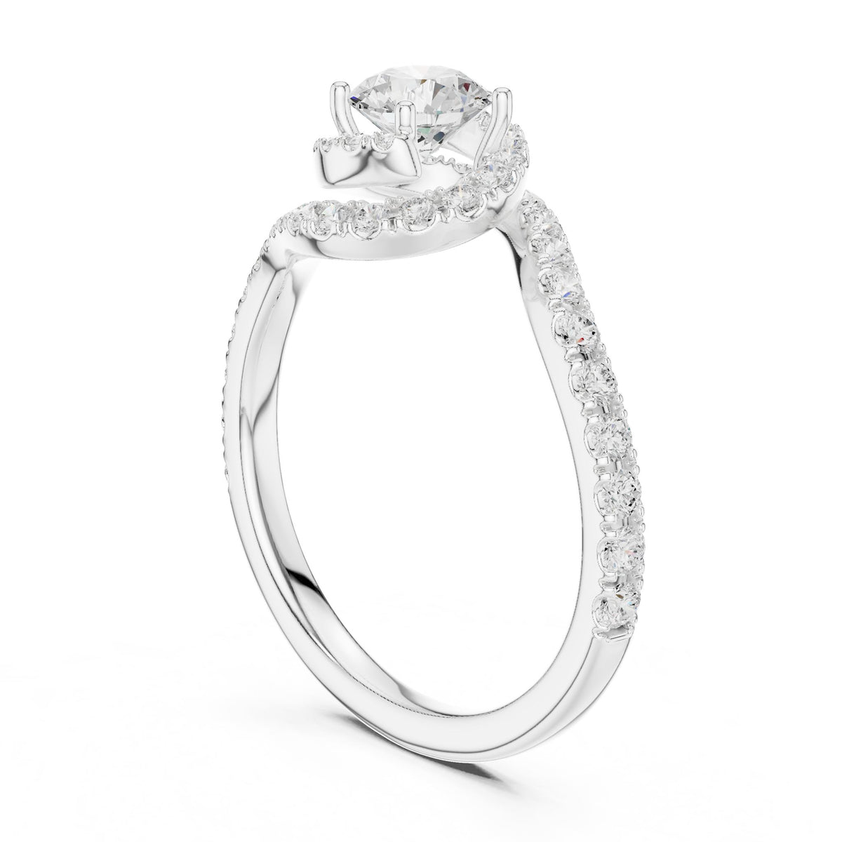 Round Bypass Lab Grown Diamond Engagement Ring