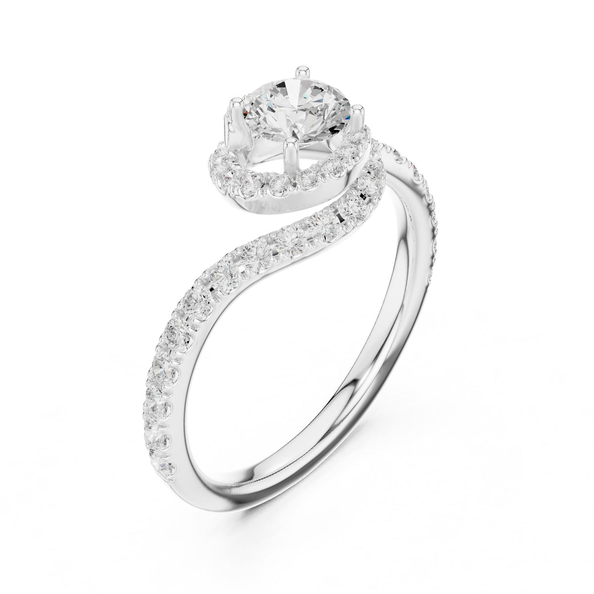 Round Bypass Lab Grown Diamond Engagement Ring