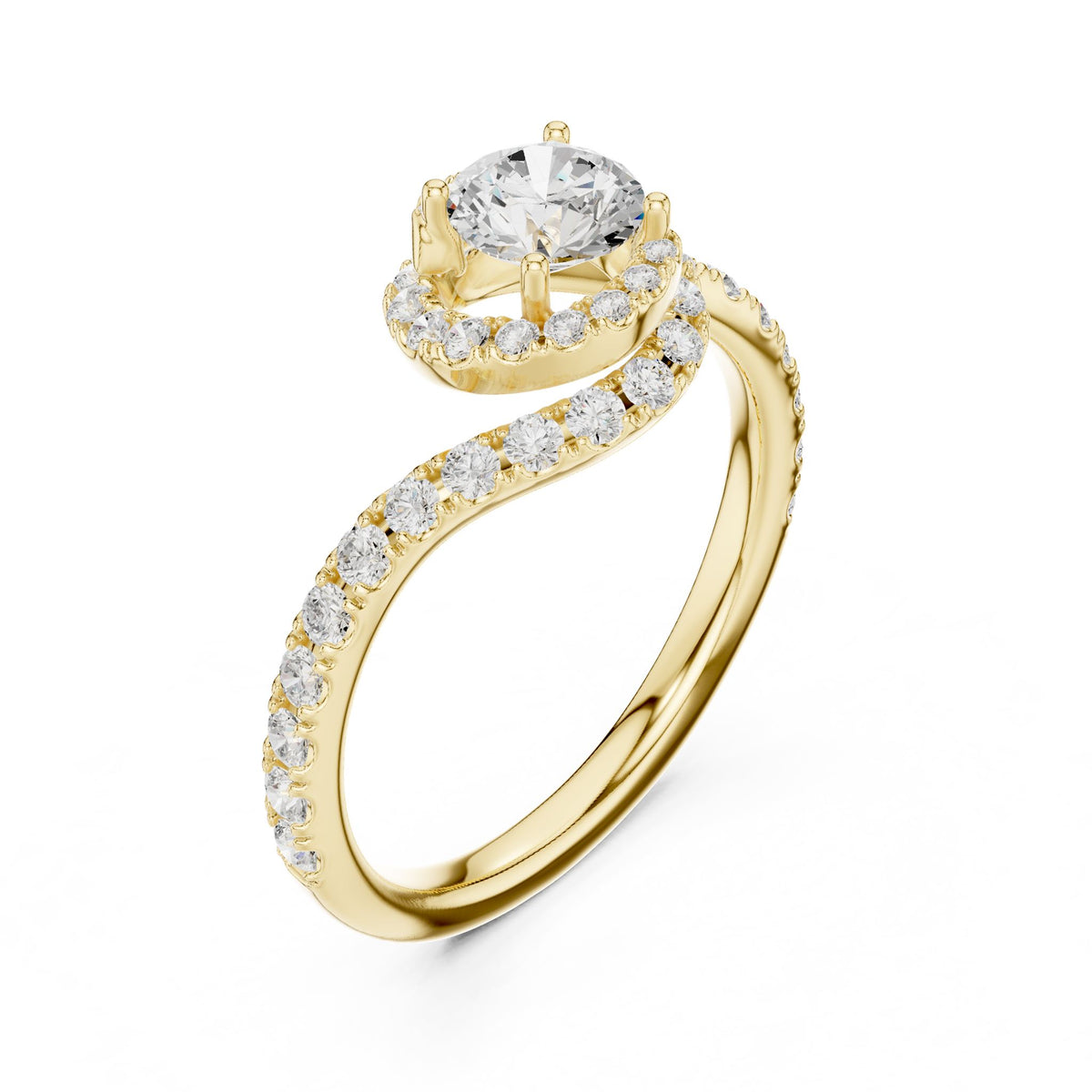 Round Bypass Lab Grown Diamond Engagement Ring