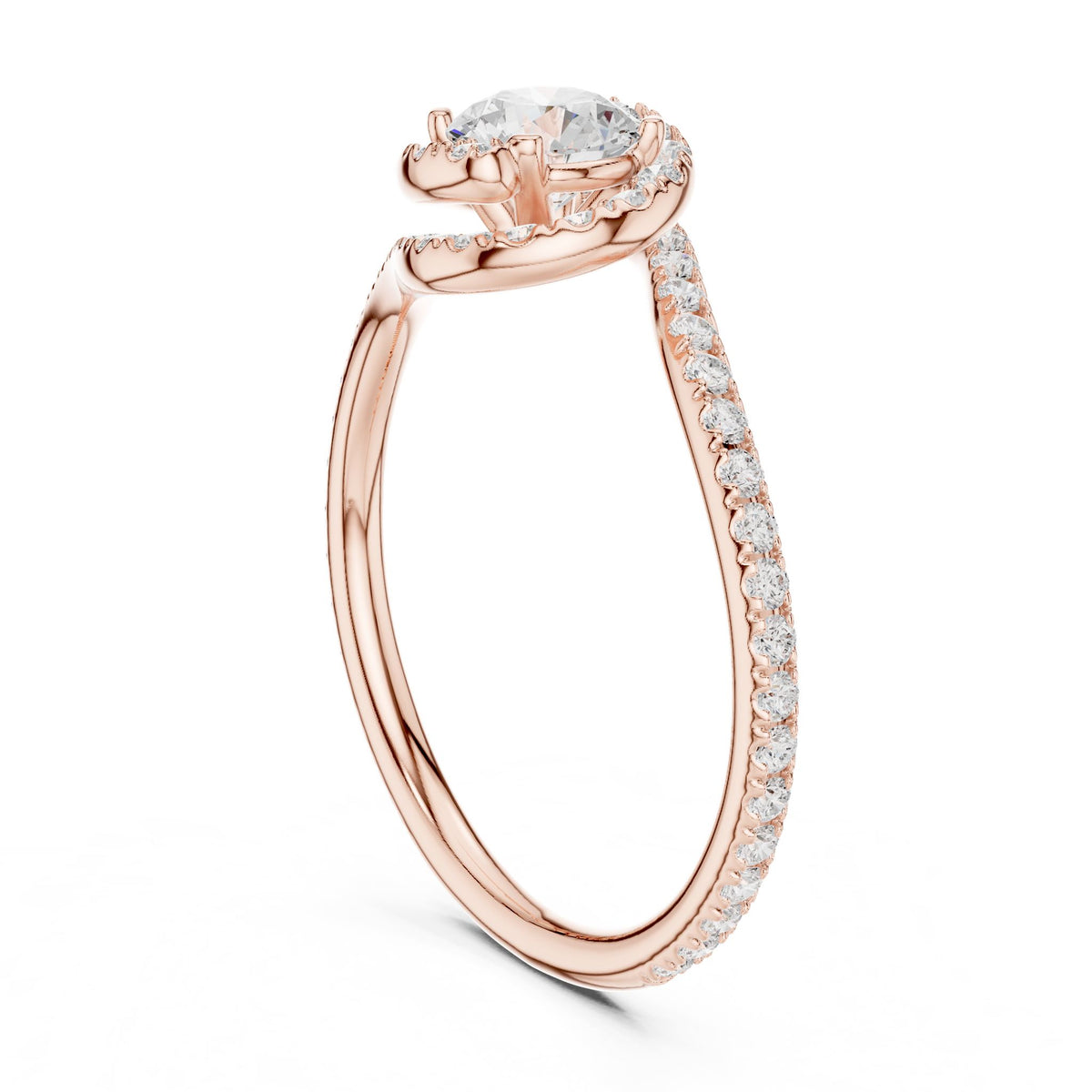 Round Bypass Lab Grown Diamond Engagement Ring