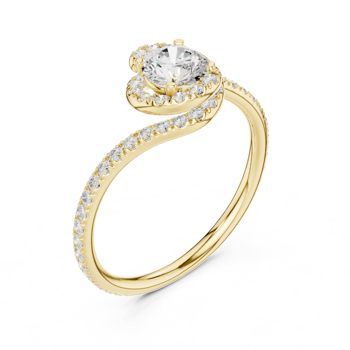 Round Bypass Lab Grown Diamond Engagement Ring
