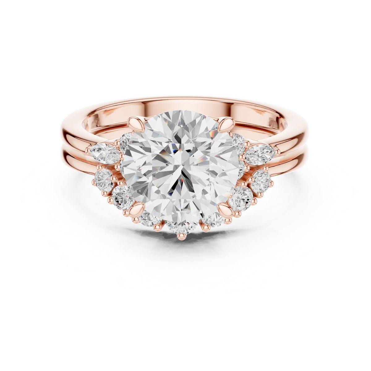 Round Cluster Lab Grown Diamond Engagement Ring