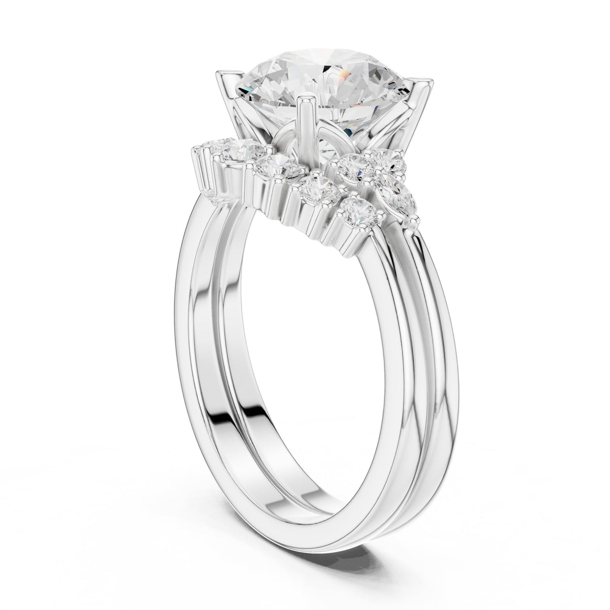 Round Cluster Lab Grown Diamond Engagement Ring