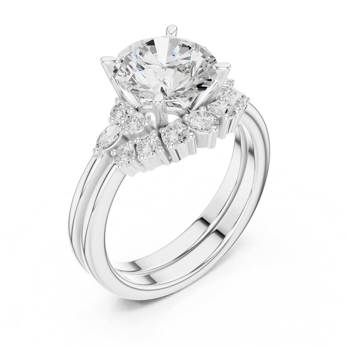 Round Cluster Lab Grown Diamond Engagement Ring
