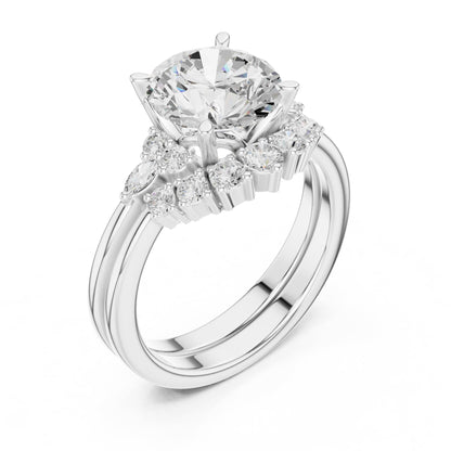 Round Cluster Lab Grown Diamond Engagement Ring