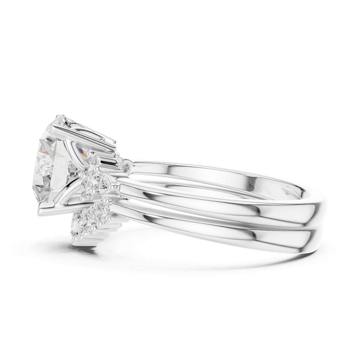 Round Cluster Lab Grown Diamond Engagement Ring