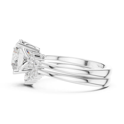 Round Cluster Lab Grown Diamond Engagement Ring