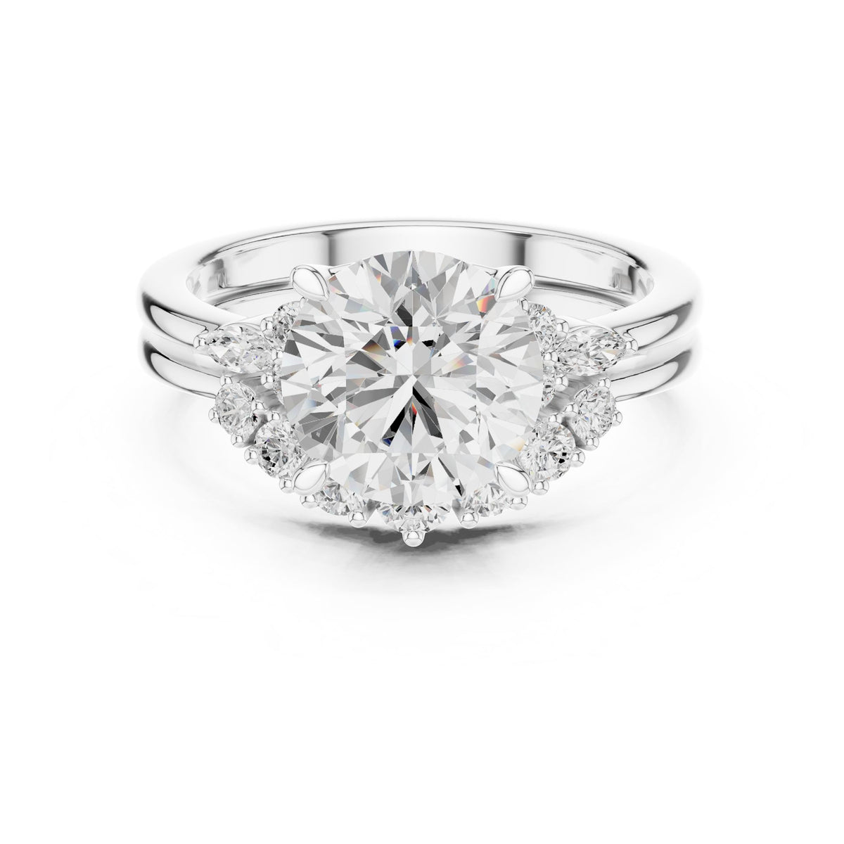 Round Cluster Lab Grown Diamond Engagement Ring