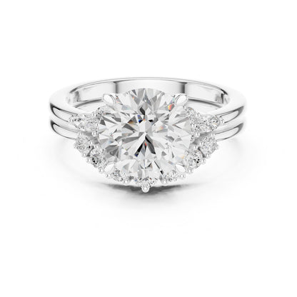 Round Cluster Lab Grown Diamond Engagement Ring