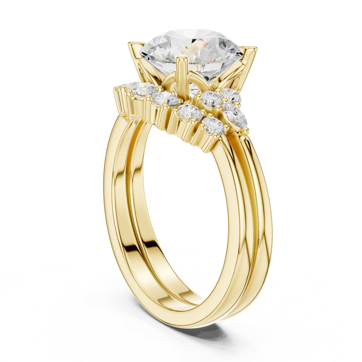 Round Cluster Lab Grown Diamond Engagement Ring