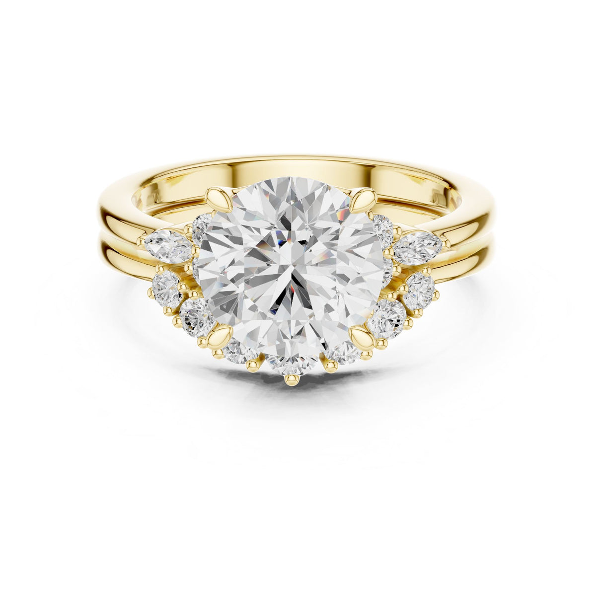 Round Cluster Lab Grown Diamond Engagement Ring