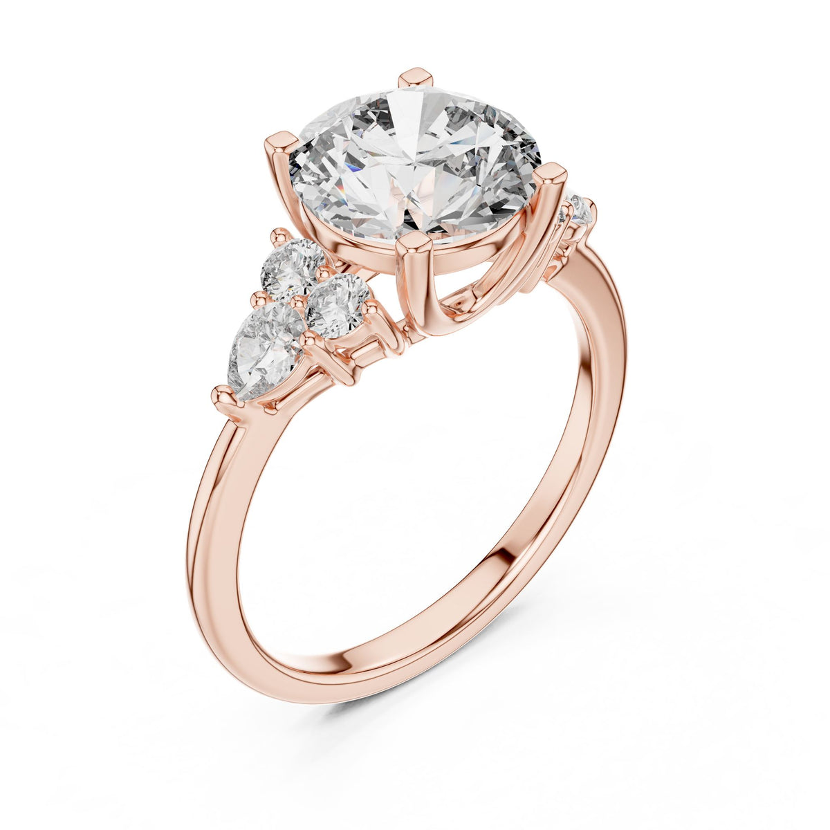 Round Cluster Lab Grown Diamond Engagement Ring