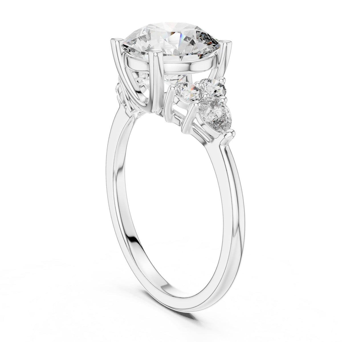 Round Cluster Lab Grown Diamond Engagement Ring
