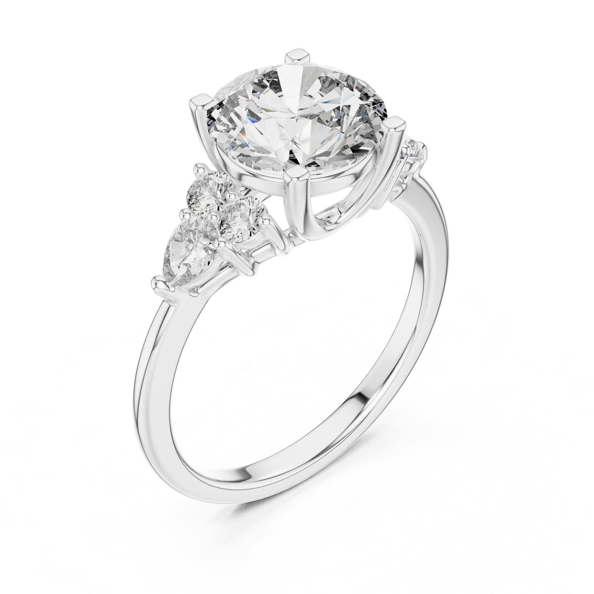 Round Cluster Lab Grown Diamond Engagement Ring