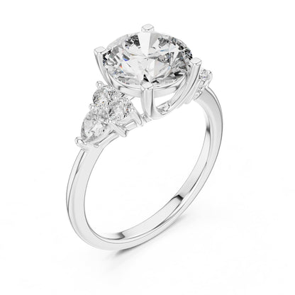 Round Cluster Lab Grown Diamond Engagement Ring