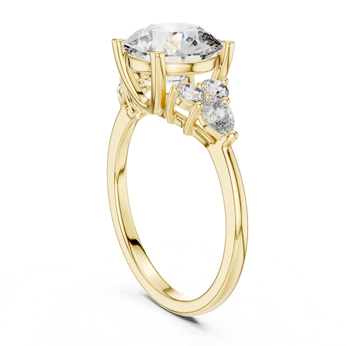 Round Cluster Lab Grown Diamond Engagement Ring