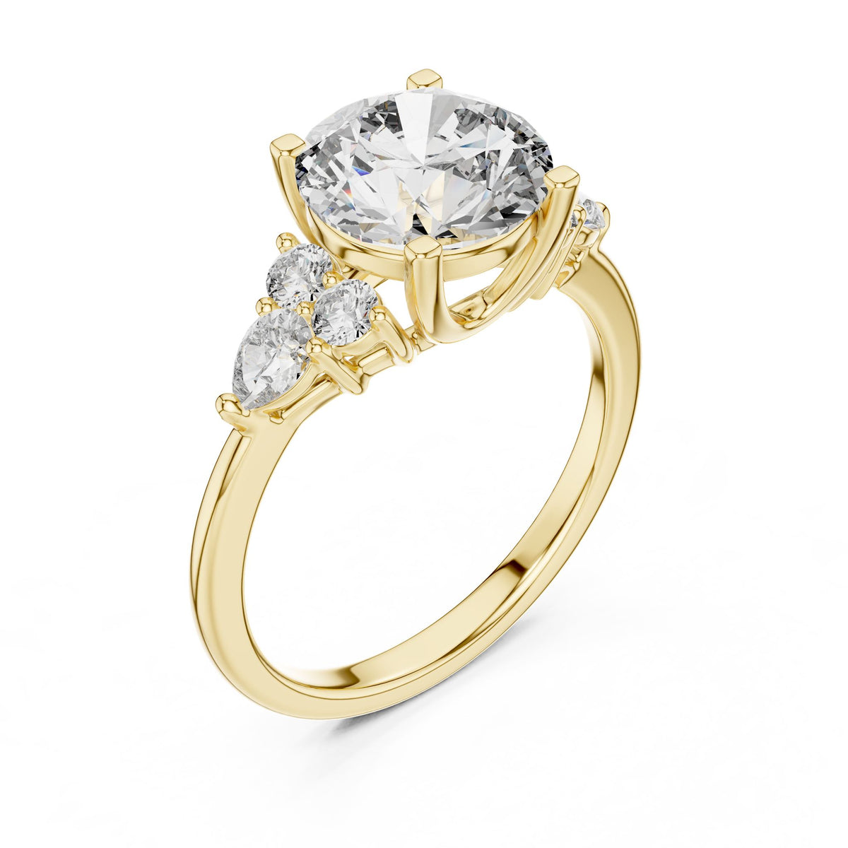 Round Cluster Lab Grown Diamond Engagement Ring