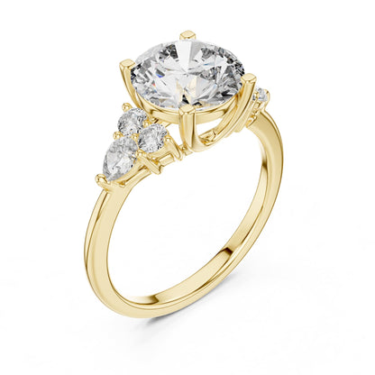 Round Cluster Lab Grown Diamond Engagement Ring
