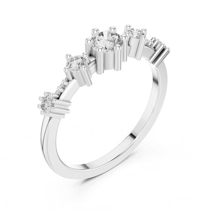 Round Cluster Lab Grown Diamond Engagement Ring