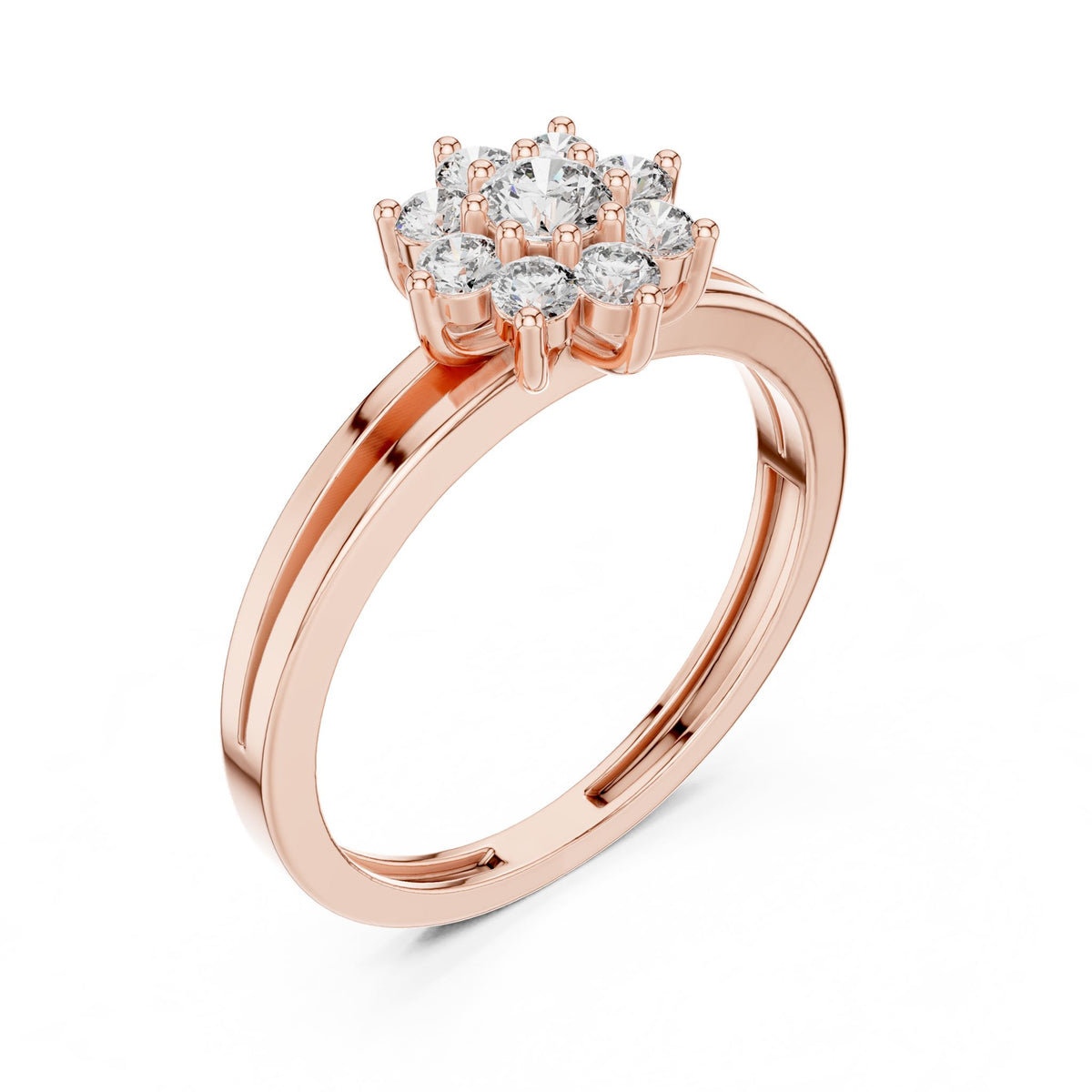 Round Cluster Lab Grown Diamond Engagement Ring