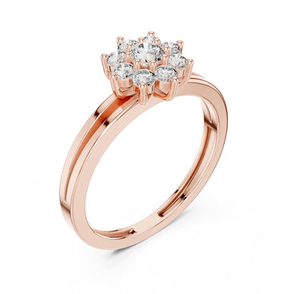Round Cluster Lab Grown Diamond Engagement Ring