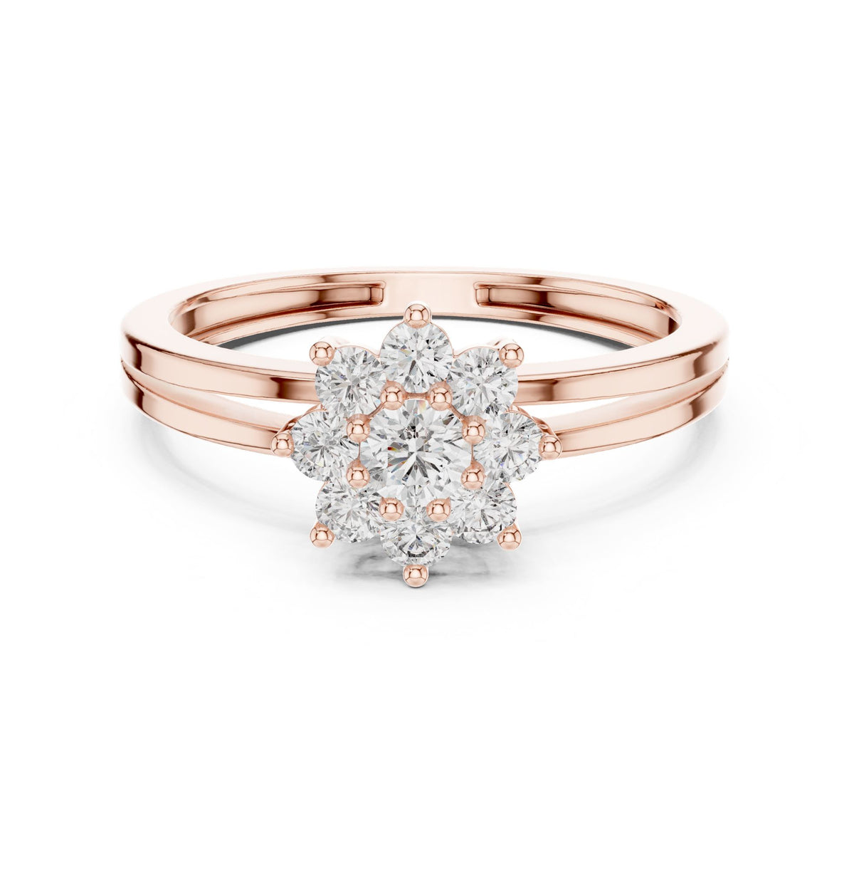 Round Cluster Lab Grown Diamond Engagement Ring