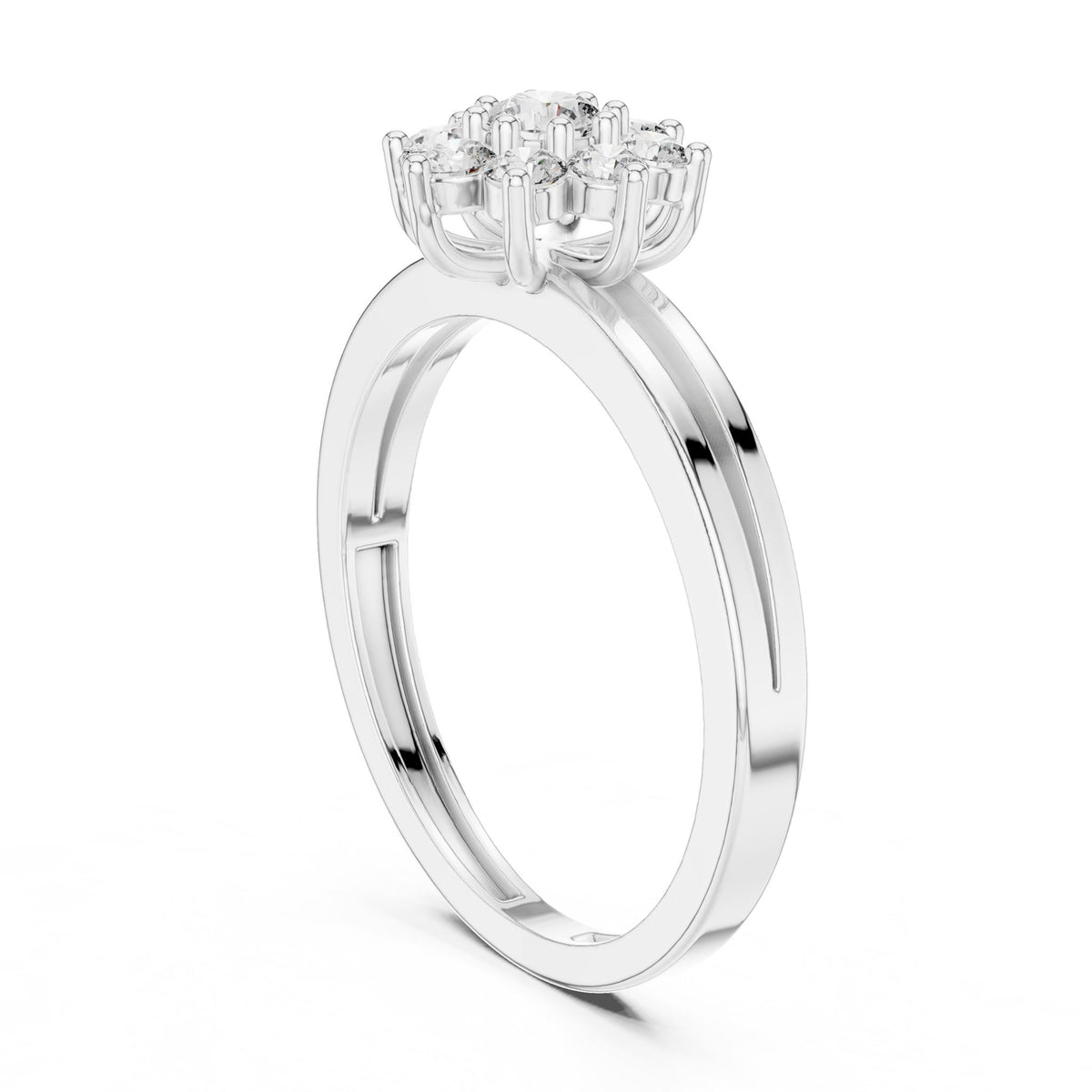 Round Cluster Lab Grown Diamond Engagement Ring