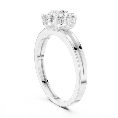Round Cluster Lab Grown Diamond Engagement Ring