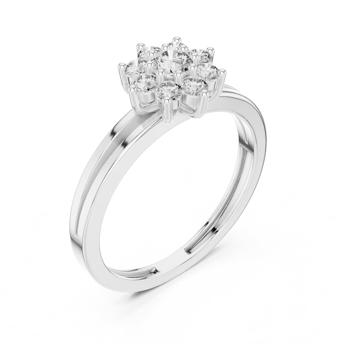 Round Cluster Lab Grown Diamond Engagement Ring