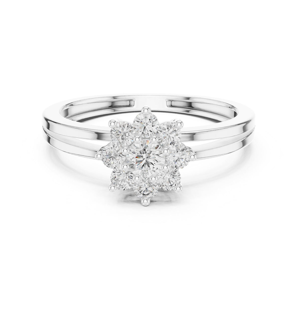 Round Cluster Lab Grown Diamond Engagement Ring
