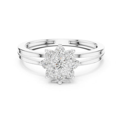 Round Cluster Lab Grown Diamond Engagement Ring