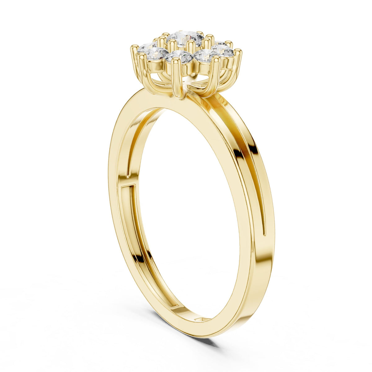 Round Cluster Lab Grown Diamond Engagement Ring