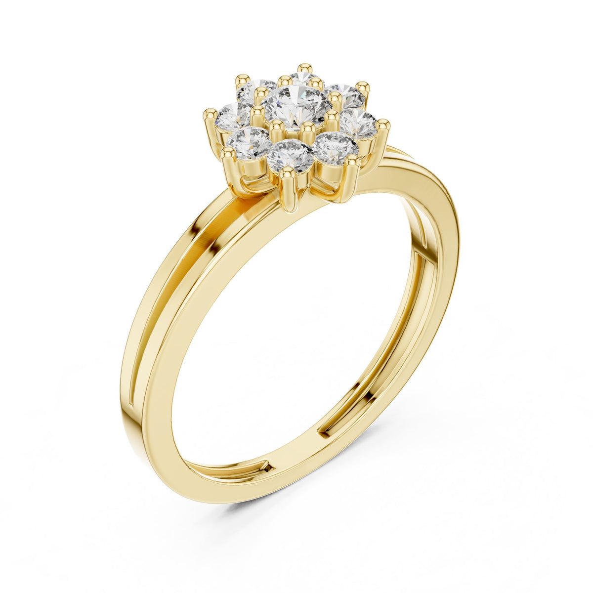 Round Cluster Lab Grown Diamond Engagement Ring