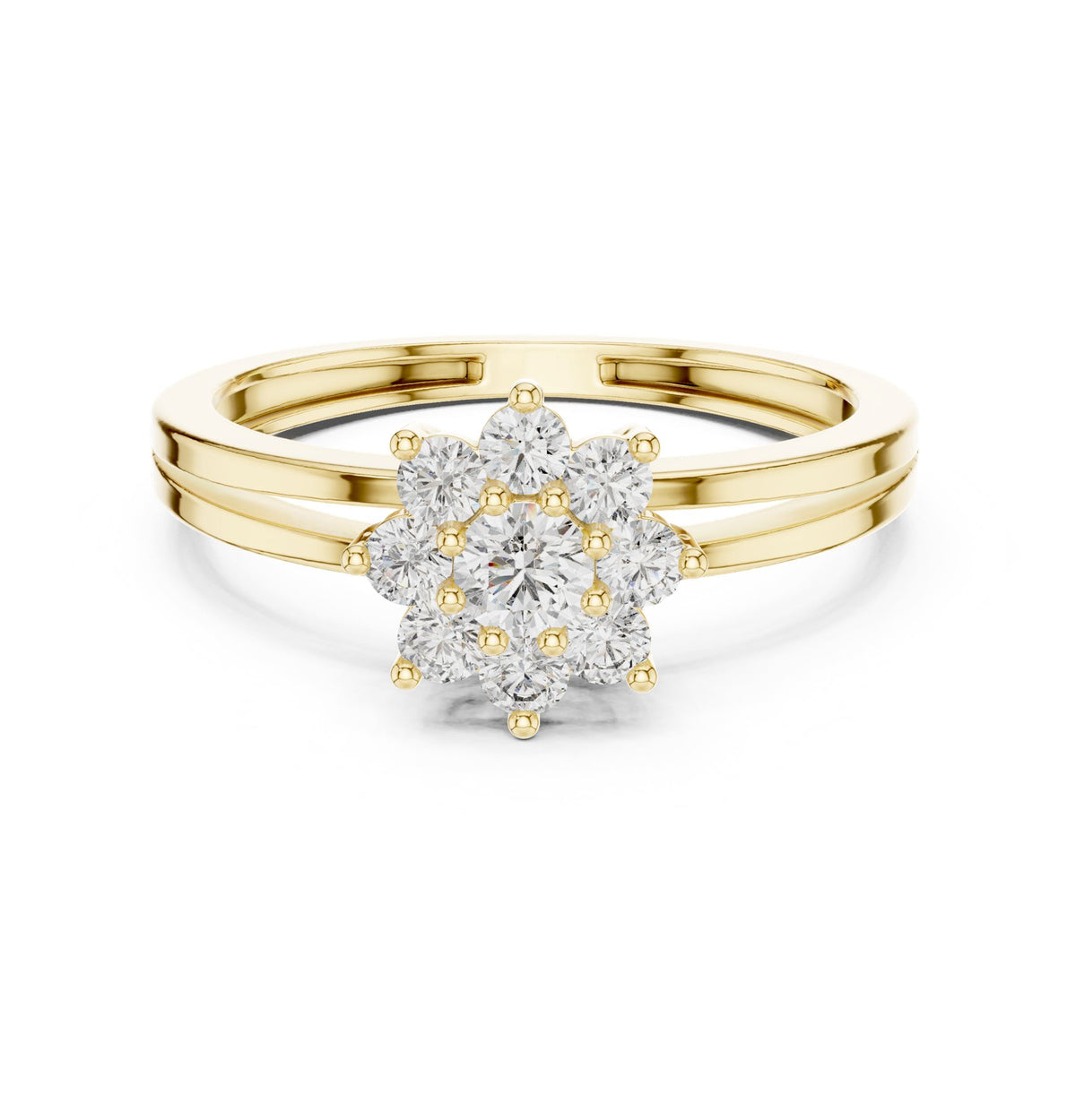 Round Cluster Lab Grown Diamond Engagement Ring