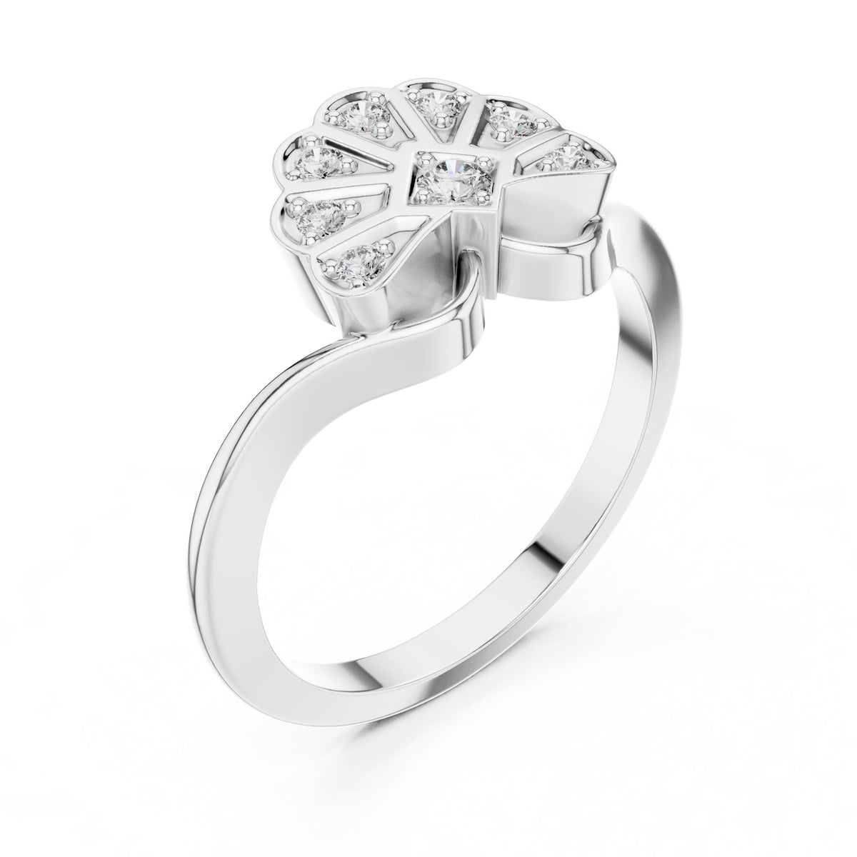 Round Cluster Lab Grown Diamond Engagement Ring