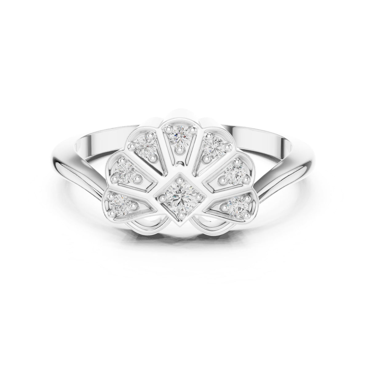 Round Cluster Lab Grown Diamond Engagement Ring