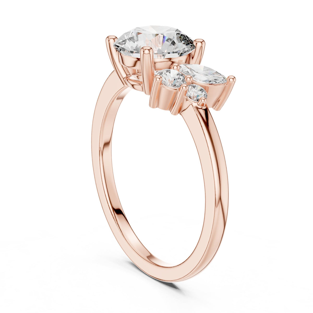 Round Cluster Lab Grown Diamond Engagement Ring