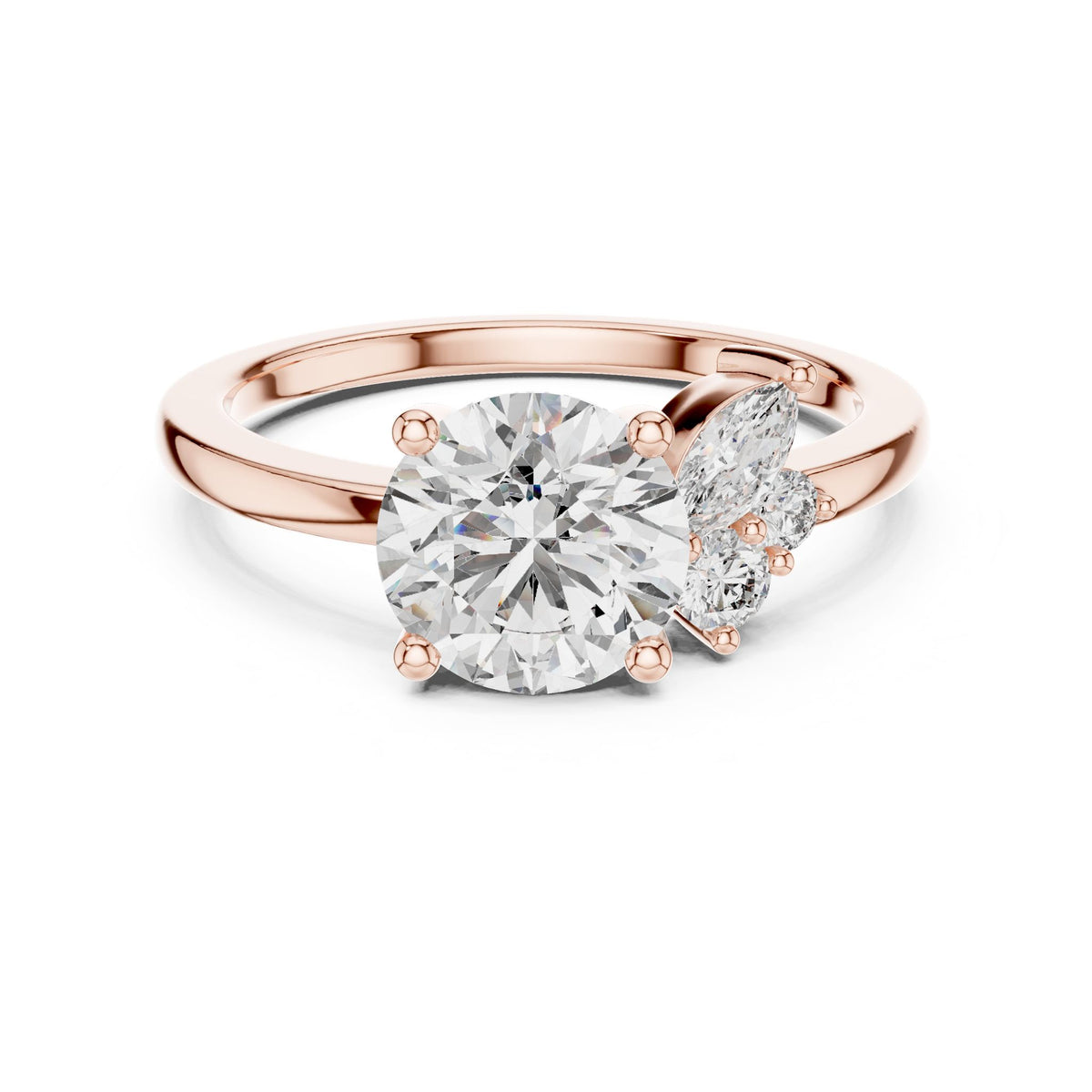 Round Cluster Lab Grown Diamond Engagement Ring
