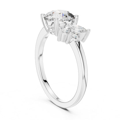 Round Cluster Lab Grown Diamond Engagement Ring
