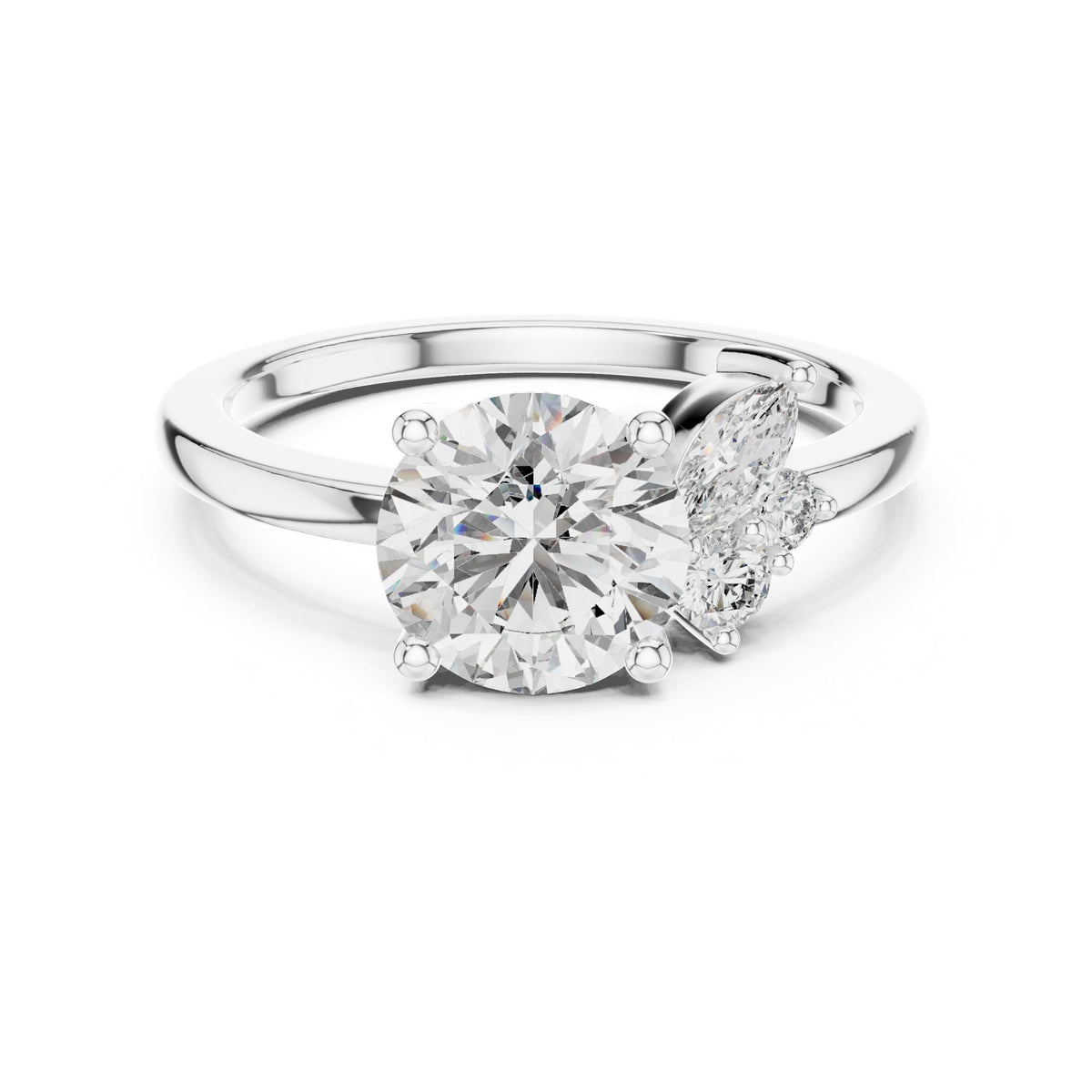 Round Cluster Lab Grown Diamond Engagement Ring