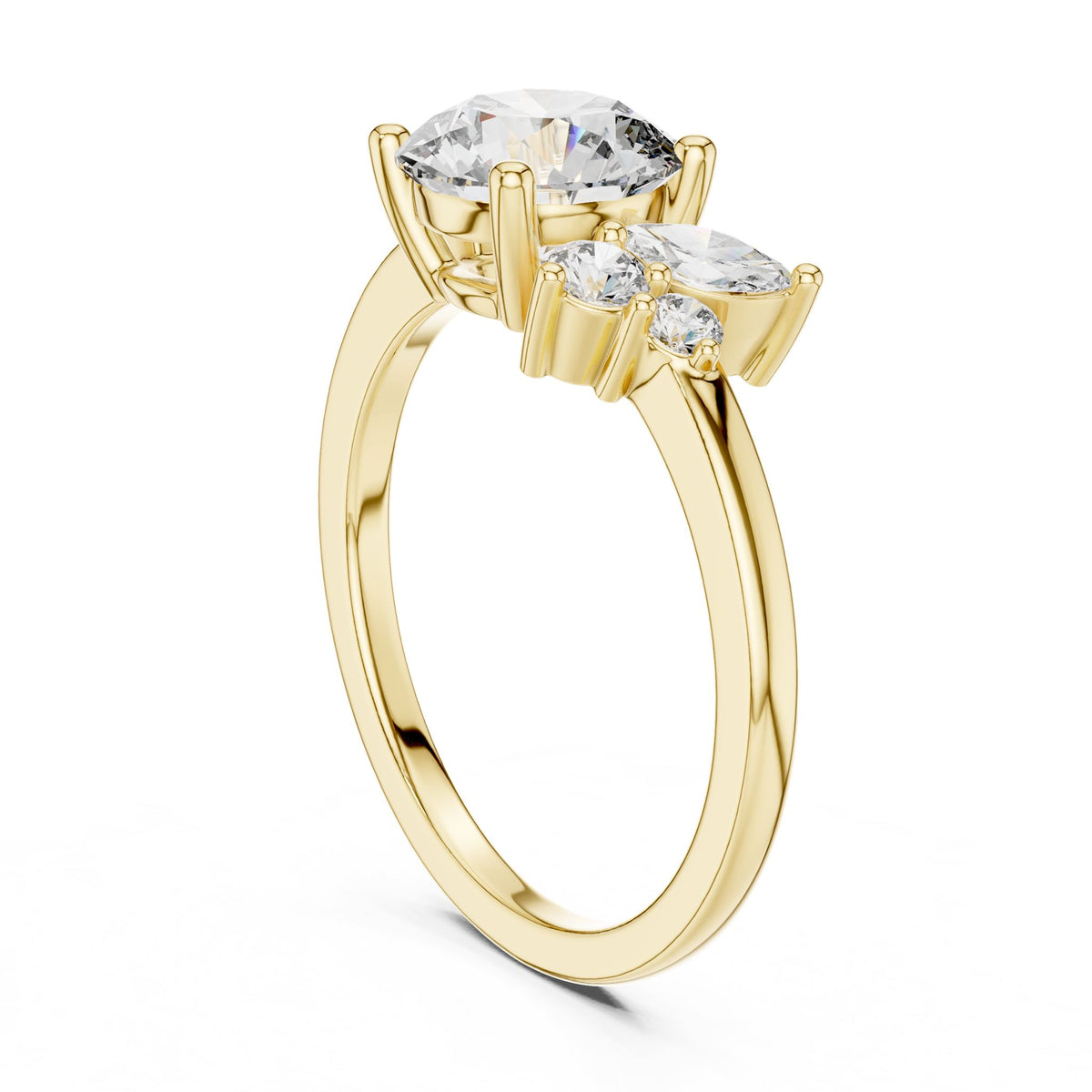 Round Cluster Lab Grown Diamond Engagement Ring