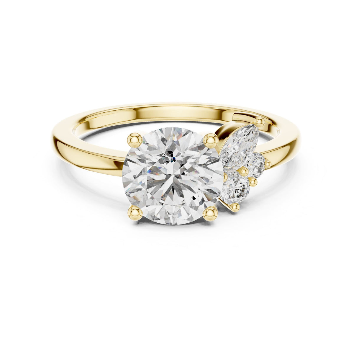 Round Cluster Lab Grown Diamond Engagement Ring