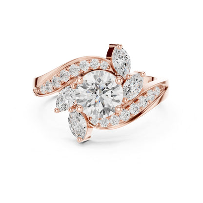 Round Cluster Lab Grown Diamond Engagement Ring