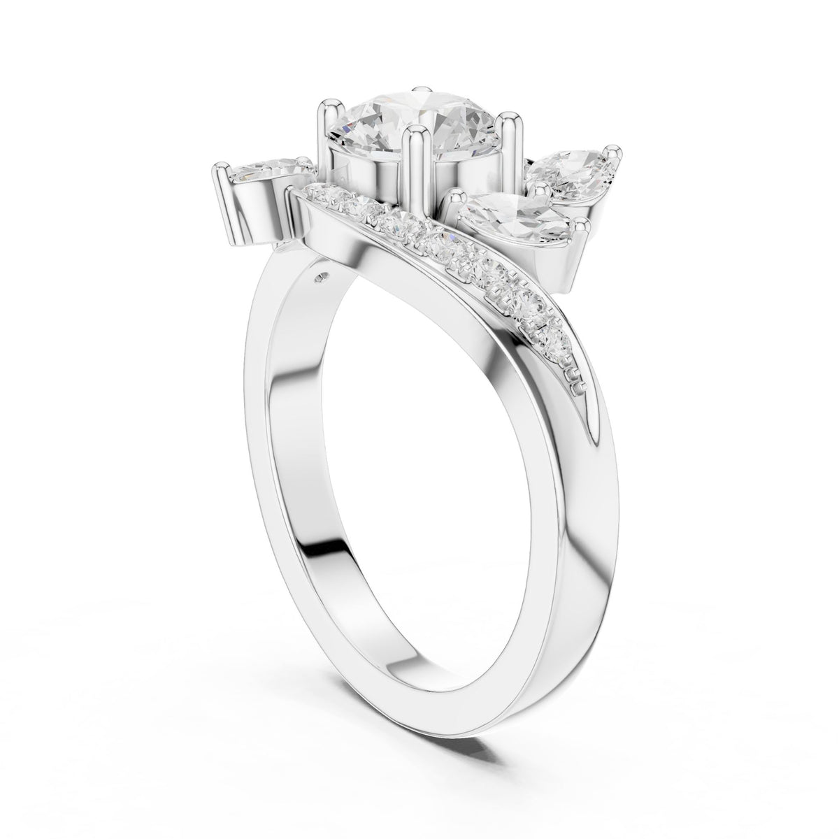 Round Cluster Lab Grown Diamond Engagement Ring